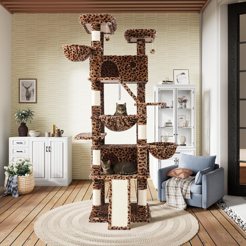 81" Multi-Level Cat Tree with Hammock, Scratching Posts & Cozy Perches – Perfect for Large Cats (Available in Multiple Colors)