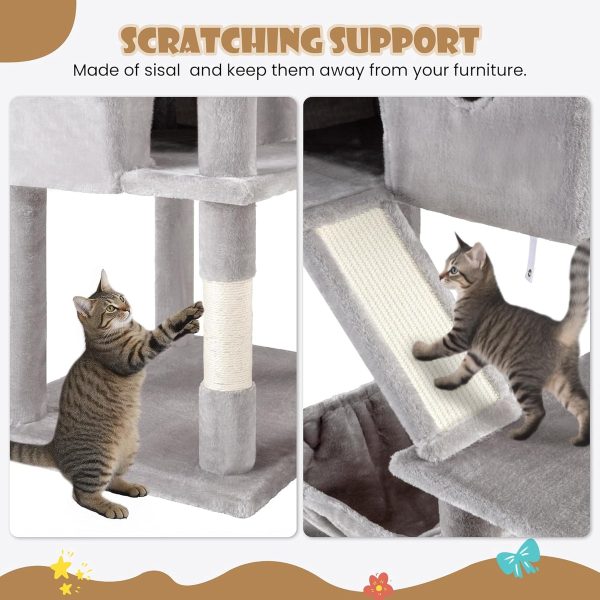 81" Multi-Level Cat Tree with Hammock, Scratching Posts & Cozy Perches – Perfect for Large Cats (Available in Multiple Colors)