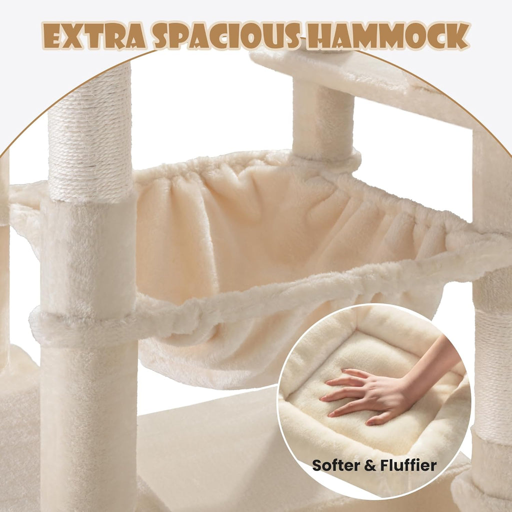 81" Multi-Level Cat Tree with Hammock, Scratching Posts & Cozy Perches – Perfect for Large Cats (Available in Multiple Colors)