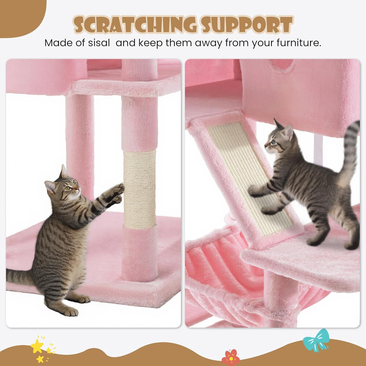 81" Multi-Level Cat Tree with Hammock, Scratching Posts & Cozy Perches – Perfect for Large Cats (Available in Multiple Colors)