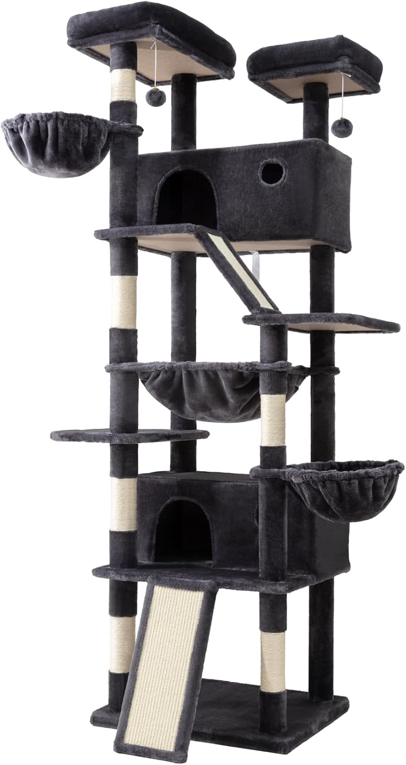 81" Multi-Level Cat Tree with Hammock, Scratching Posts & Cozy Perches – Perfect for Large Cats (Available in Multiple Colors)