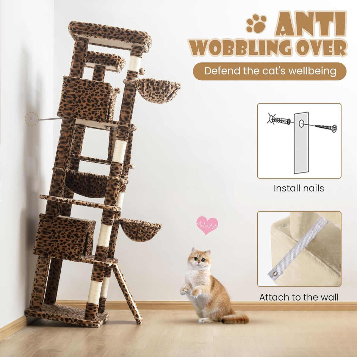 81" Multi-Level Cat Tree with Hammock, Scratching Posts & Cozy Perches – Perfect for Large Cats (Available in Multiple Colors)