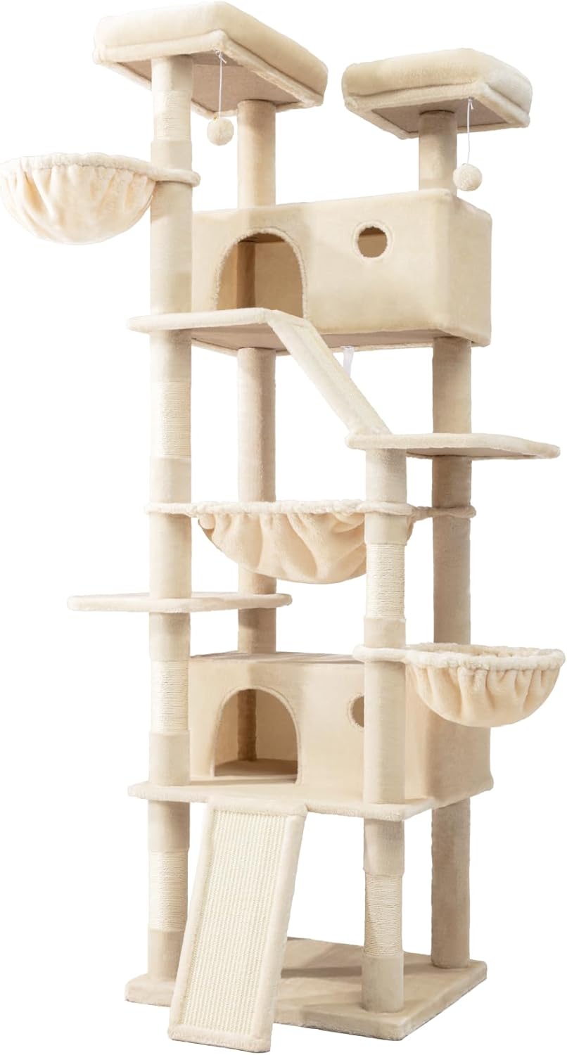 81" Multi-Level Cat Tree with Hammock, Scratching Posts & Cozy Perches – Perfect for Large Cats (Available in Multiple Colors)
