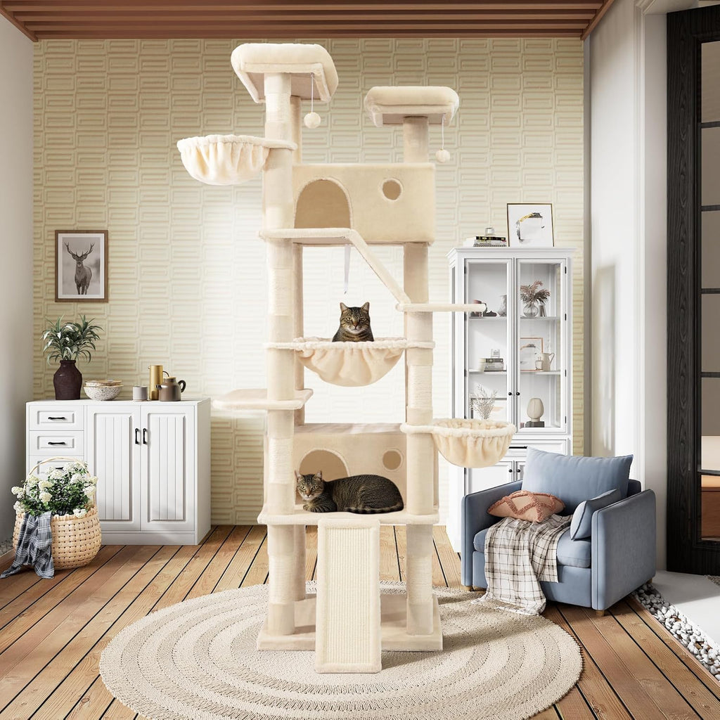 81" Multi-Level Cat Tree with Hammock, Scratching Posts & Cozy Perches – Perfect for Large Cats (Available in Multiple Colors)