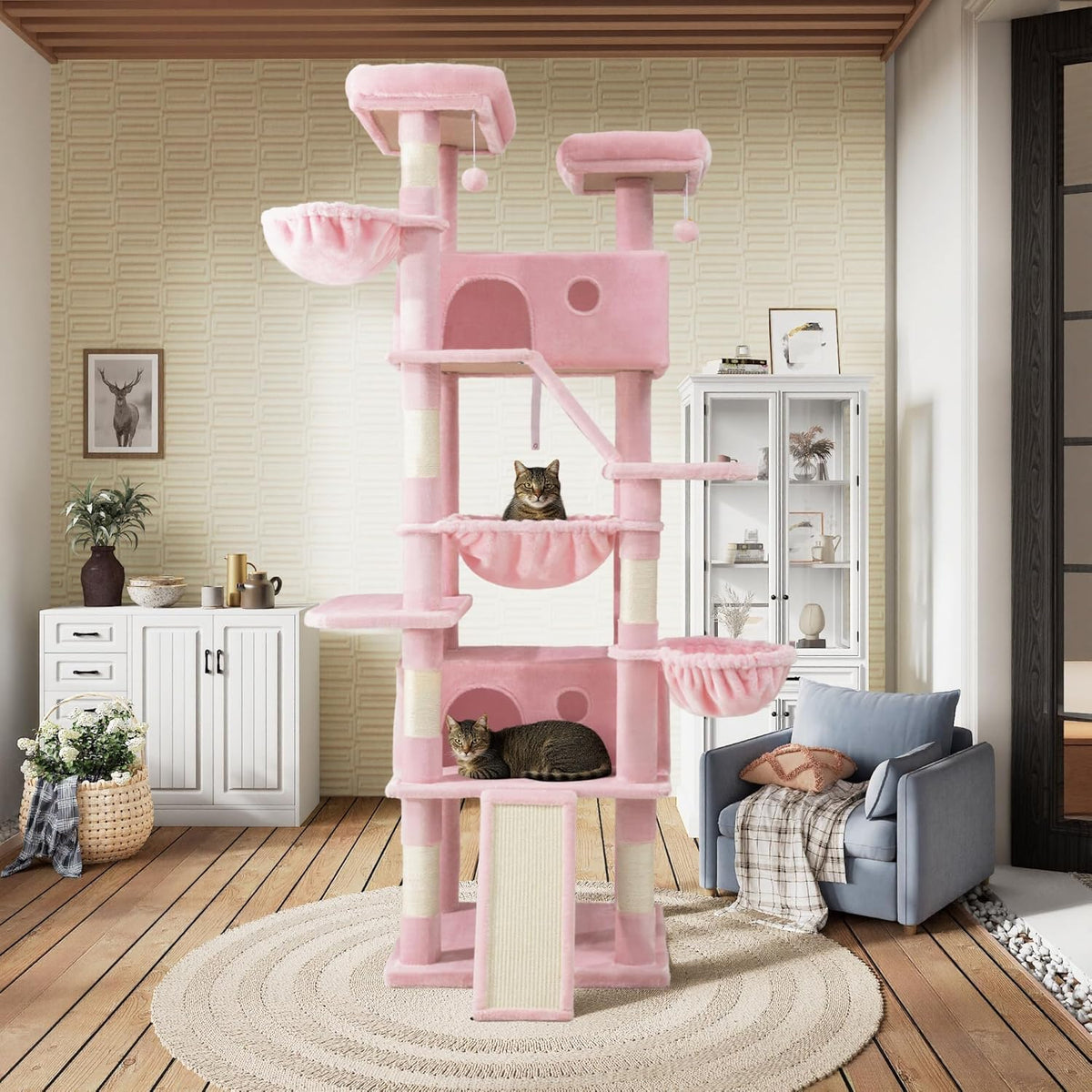 81" Multi-Level Cat Tree with Hammock, Scratching Posts & Cozy Perches – Perfect for Large Cats (Available in Multiple Colors)