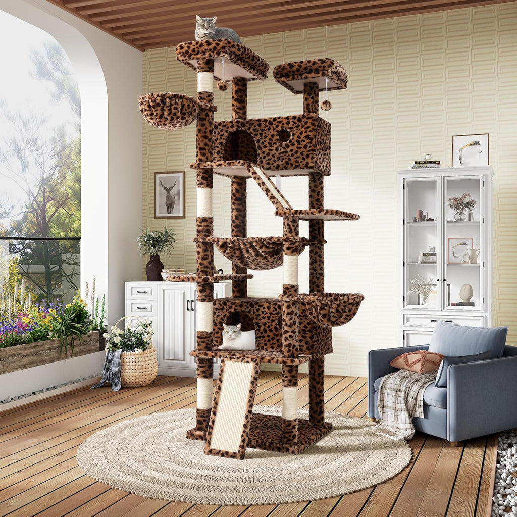 81" Multi-Level Cat Tree with Hammock, Scratching Posts & Cozy Perches – Perfect for Large Cats (Available in Multiple Colors)