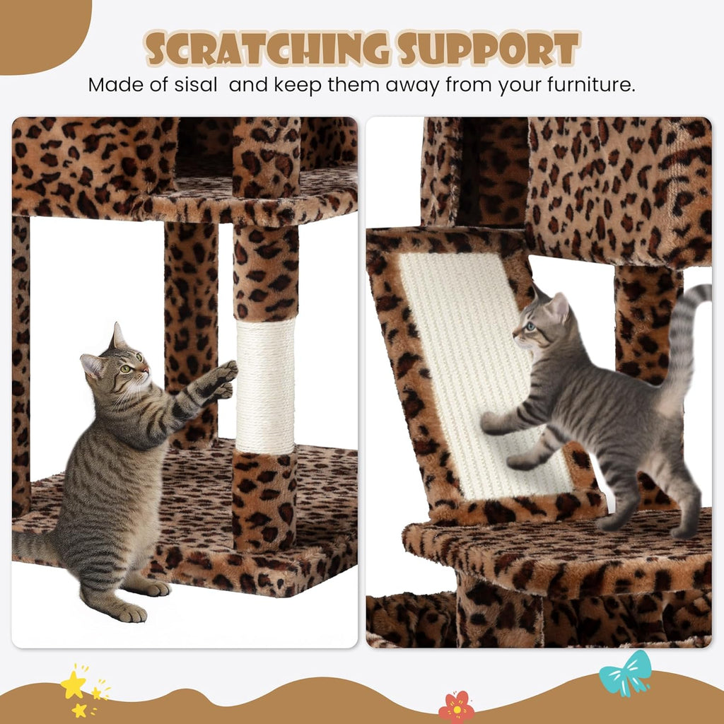 81" Multi-Level Cat Tree with Hammock, Scratching Posts & Cozy Perches – Perfect for Large Cats (Available in Multiple Colors)