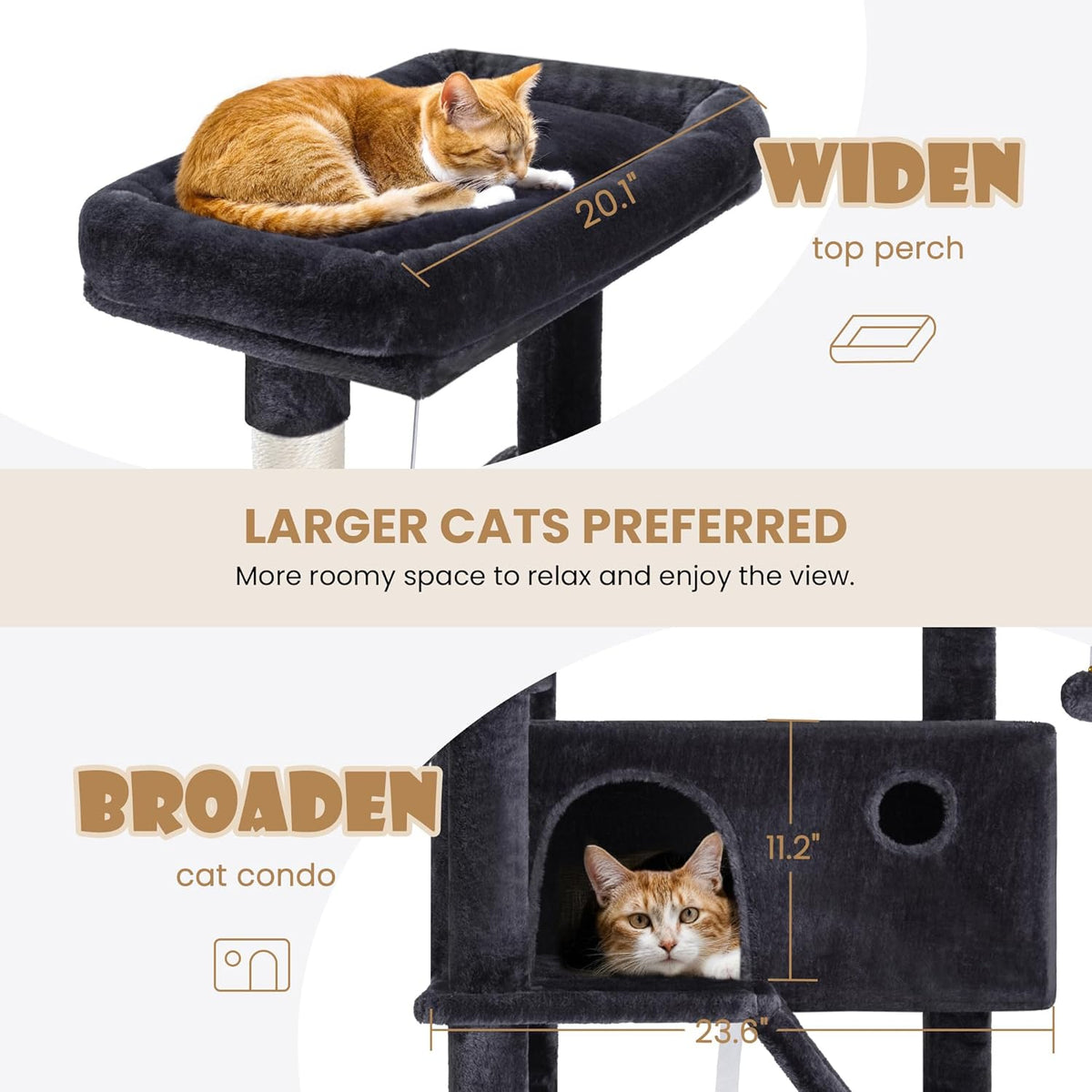 81" Multi-Level Cat Tree with Hammock, Scratching Posts & Cozy Perches – Perfect for Large Cats (Available in Multiple Colors)