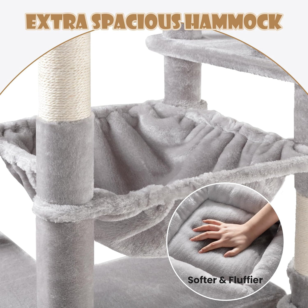 81" Multi-Level Cat Tree with Hammock, Scratching Posts & Cozy Perches – Perfect for Large Cats (Available in Multiple Colors)