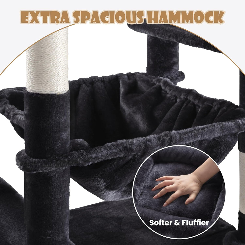 81" Multi-Level Cat Tree with Hammock, Scratching Posts & Cozy Perches – Perfect for Large Cats (Available in Multiple Colors)